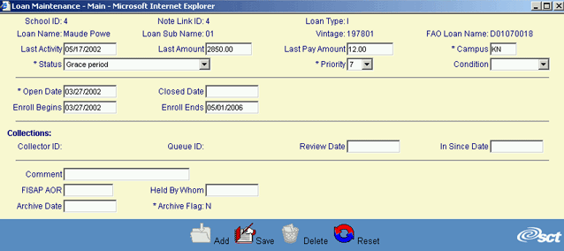 Loan Maintenance - Main Information